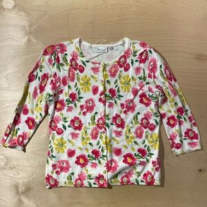 Kim Rogers Pink and Yellow Floral Cardigan Medium (QK)